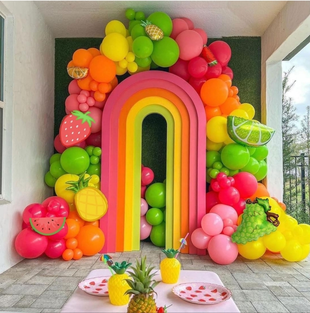 Vibrant Fruit Balloon Arch Party Decoration